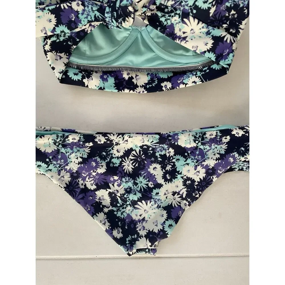 Adore Me Swim 32DD/S Bikini Swimsuit Floral Ruffled Beach Summer